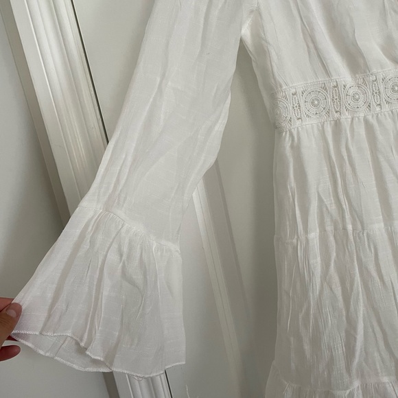 New White Embroidered Peasant Beach Summer Dress Size Small - Picture 6 of 8